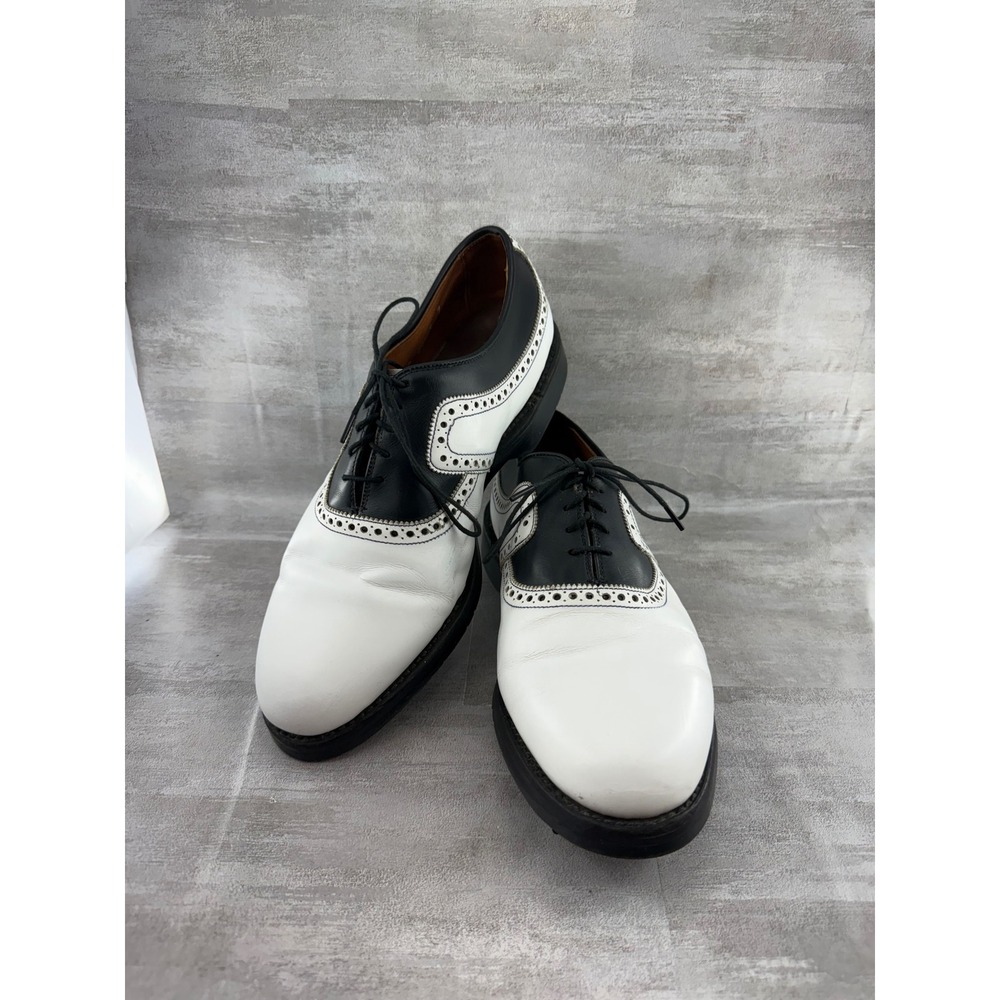Allen Edmonds Men Black White Leather Wingtip Spectator Golf Shoes Size 9D